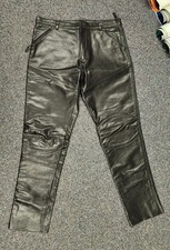 Vintage First Racing Riding Gear Motorcycle Leather Black Pants Mens 38 picture