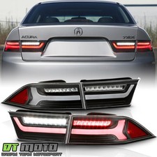 2004-2008 Acura TSX Black Full LED Tube Tail Lights Brake Lamps 4pcs Left+Right picture