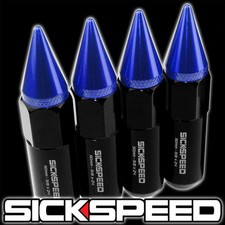 SICKSPEED 4 PC BLACK/BLUE SPIKED ALUMINUM LUG NUTS POLARIS ATV/UTV 3/8X24 L31 picture
