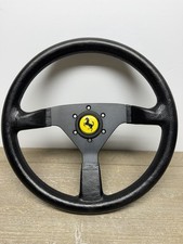 Ferrari F40 Style Steering Wheel Black Leather MOMO Horn Button 6 Bolt 70mm picture