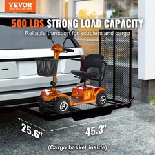 VEVOR Hitch Mount Cargo Carrier, Iron Hitch Cargo Rack With Folding Ramp, Hitch  picture