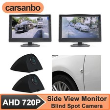 L+R Display + Side View Mirror Camera Night Vision Wide Angle-Black US SHIPPING picture