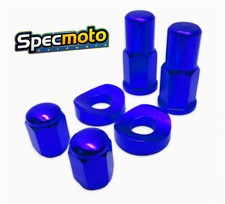 BILLET CNC BLUE RIM LOCK NUT VALVE STEM CAP KIT YAMAHA KAWASAKI SUZUKI HONDA KTM picture