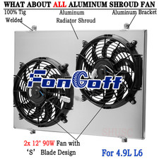 Aluminum Shroud Electric Fan Fit Ford Bronco F150 F250 F350 4.9L L6 1985-1997 picture