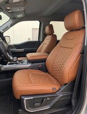 2015-20 Ford F-150 Tan & White Leather Seat Covers Upgrade picture