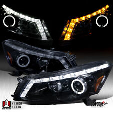 Fit 2008-2012 Honda Accord 4Dr Sedan LED Signal Projector Headlights Black/Smoke picture
