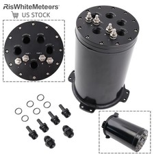 For Single or 2.6L For Dual 39-40mm Pumps 8AN Ports Fuel Surge Tank 2.8L BLACK picture