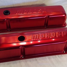 Vintage Small Block Chevy Moroso Valve Covers With T-bars and Hold Downs picture