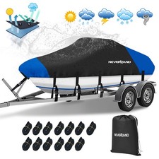 14ft 15ft 16ft Trailerable Boat Cover Waterproof Heavy Duty Fits V-Hull Tri-Hull picture