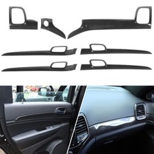 For Jeep Grand Cherokee 11+ Dashboard Panel Door Handle Trim Bezels Carbon Fiber picture