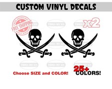 Two Jolly Roger Decals, Jolly Roger Stickers (1 set) Pirate Flag Vinyl Decal. picture