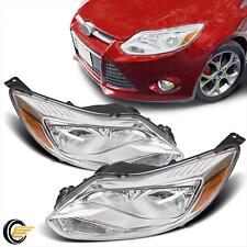 Fits 2012 2013 2014 Ford Focus Chrome Headlights HeadLamps Assembly Left&Right picture
