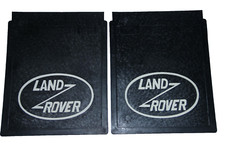 fits Land Rover Defender Rear Mud Flaps Guard Set  (White Logo) Mudflaps picture