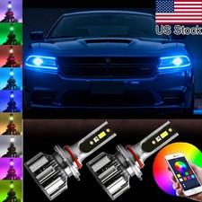 2x RGB Multicolor LED Headlight Hi/Lo Beam Bulbs For Dodge Charger Pursuit 16-23 picture
