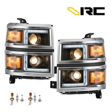 VRC Full LED Tube Projector Headlight for 2014 2015 Chevy Silverado 1500 W/Bulbs picture