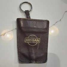  Vintage Nissan Key Chain Brown Leather Pouch picture