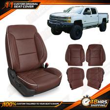 2014 - 2019 For Chevy Silverado High Country Bottom&Top Leather Seat Cover Brown picture