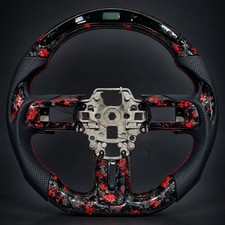 Red Forged Carbon Fiber LED Steering Wheel for Ford Mustang 2015-2023 S550 Black picture