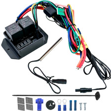 DIGITAL ADJUSTABLE THERMOSTAT PROBE ELECTRIC RADIATOR FAN TEMPERATURE SWITCH KIT picture