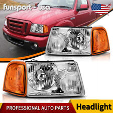 Chrome Housing Headlights For 2001-2011 Ford Ranger XL XLT Amber Corner Headlamp picture