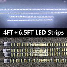 2pcs 4FT + 2pcs 6.5FT Strobe White Quad Row LED Car Underglow Strip Lights Kit picture