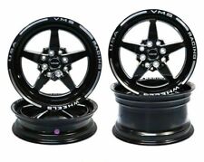 VMS V Star Drag Racing Wheels Rims 2x 15x3.5 & 2x 15x8 +20 ET 4x100 4x114 73.1 picture