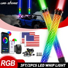 3FT 2-in-1 Whipless LED Fat Whip Lights with Remote and APP Control 360° Spiral picture