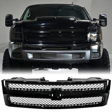 For 2007-2013 Silverado 1500 LS/LT/LTZ/WT Mesh Front Grille Gloss Black picture