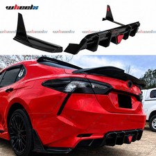 Fits 2018-24 Toyota Camry SE XSE Rear Bumper Diffuser Spoiler W/Smoke LED Light picture