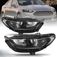 For 2013-2016 Ford Fusion Headlight Headlamps Assy Black Halogen Left&Right Side picture