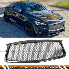JDM REAL CARBON FIBER BADGELESS FRONT MESH GRILL GRILLE FOR 2017-23 INFINITI Q60 picture