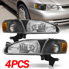 Fits 1998-2000 Toyota Corolla Black Headlights+Corner Lamps Signal Left+Right picture