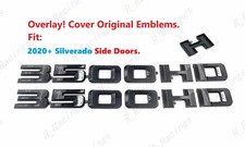 OVERLAY 2pc Gloss Black Side Doors 3500HD Letters Emblem 2020+ Silverado 3500 HD picture