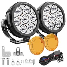 MICTUNING 2x4.5 Inch Motorcycle LED Driving Lights, Fog Light Round Pods Offroad picture