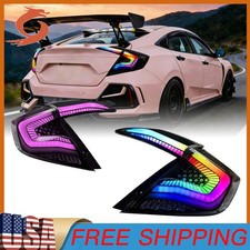 RGB LED Tail Lights For Honda Civic Sedan 2016-2021 Sequential Rear Lamps Pair picture