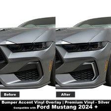 Front Bumper Accent Vinyl Decal – Silver | fit For Ford Mustang 2024 - 2026 + picture