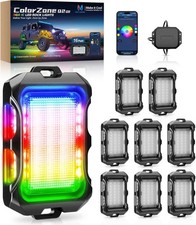 MICTUNING 8 Pods RGB-IC LED Rock Lights App Color Changing Underglow Neon Kits picture