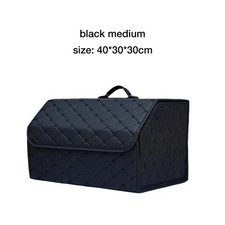 Car Trunk Organizer Collapsible PU Leather Storage Box Universal SUV Car Black picture