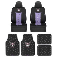 Hello Kitty Kuromi Car Seat Covers with 4PC Carpet Car Floor Mats - Universal... picture