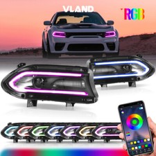 For 2015-2021 Dodge Charger LED Projector Headlights RGB Color Change Lamps L+R picture
