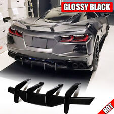 For Chevrolet Corvette C8 Stingray Z51 STG GLOSSY BLACK Rear Bumper Diffuser Fin picture