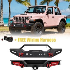 Front bumper & Rear bumper Fits 2018-2025 Jeep Wrangler JL with LED lights picture
