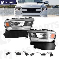 Halogen UPGRADE To FULL LED Black Headlight For 2019-2024 Ram 1500 w/Adapter SET picture
