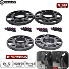 FIT AUDI/PORSCHE STAGGERED KIT 12mm 15mm HUB CENTRIC SPACER 5X112 CB66.56MM+BOLT picture