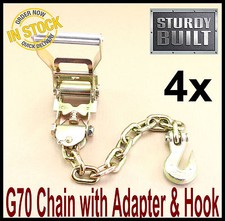 GRIPON 16PC Ratchet Chain Hook Tie Down G70 Flatbed Tow Auto Car Hauler Trailer picture
