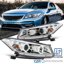 Fits 2008-2012 Honda Accord LED Halo Projector Headlights Headlamps Assembly L+R picture