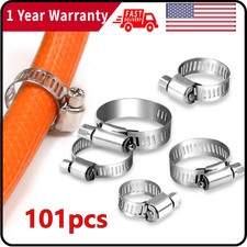 101pcs Adjustable Hose Clamps Worm Gear Stainless Steel Clamp Assortment Kit picture