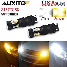 AUXITO 3157 LED Switchback 3030SMD Dual Color White Amber 3156 Turn Signal Light picture