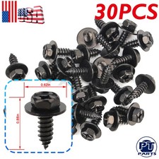 30x 10mm Hex Head Screw with Washer Black Cover Clip 90159-60498 For Toyota picture