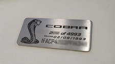 Custom Engraved Dash Plaque Emblem for 1993-04 Mustang SVT Cobra Interior 2X4 IN picture
